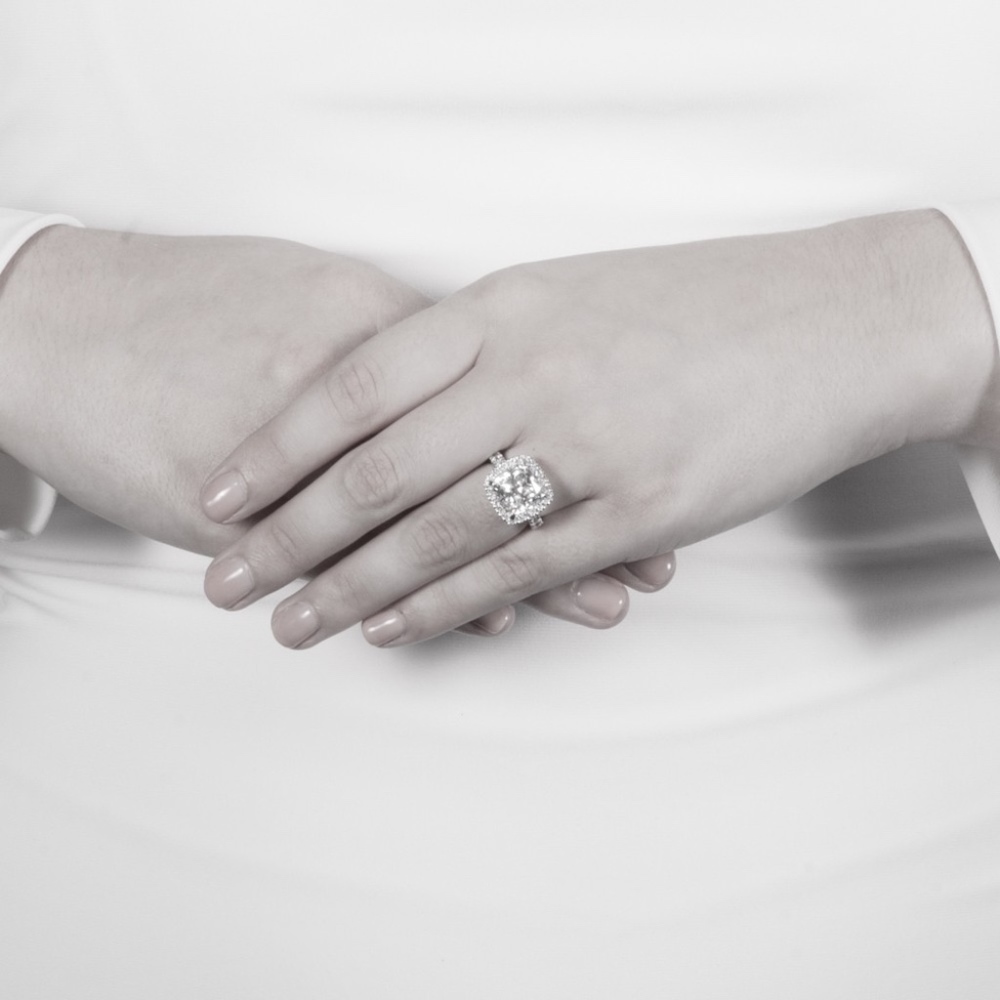 3CT Halo Cushion Cut Fine Cz .925 Sterling Silver